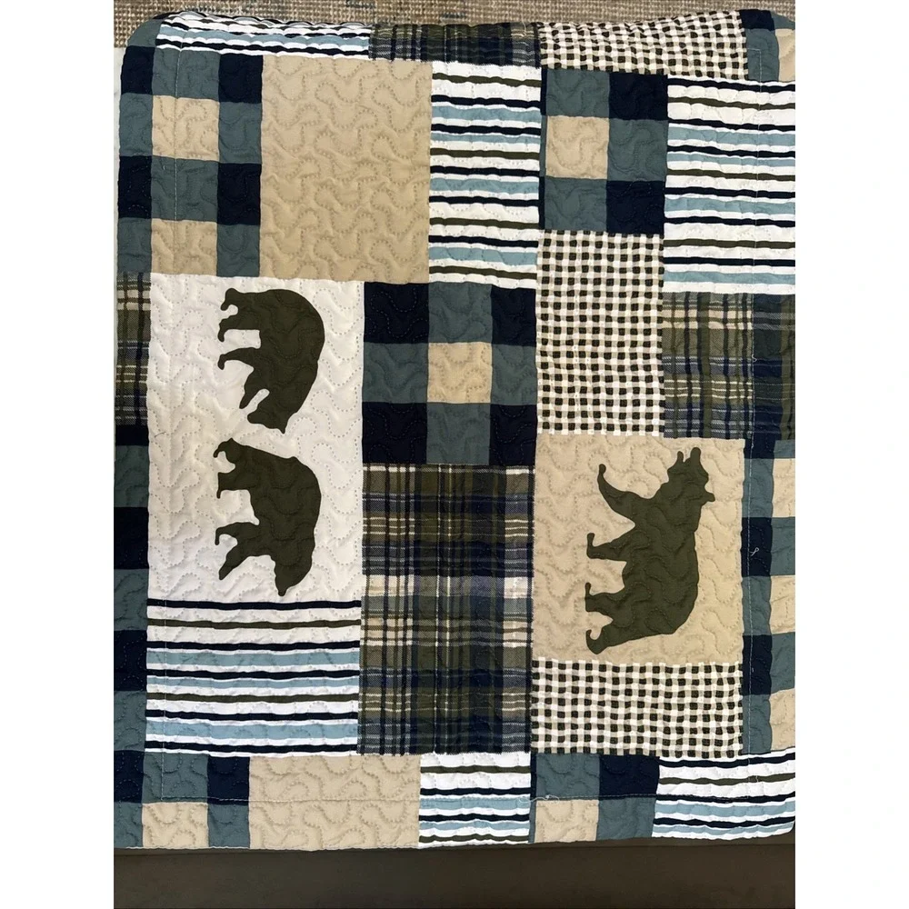 Cabin‎ Quilt Rustic Quilt Black Bear Pillow Shams Set Of 2